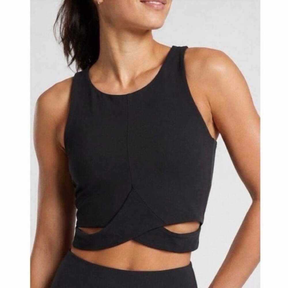 Athleta Conscious Cut Out Crop Tank Top Women’s Small Black A-C Cup Yoga